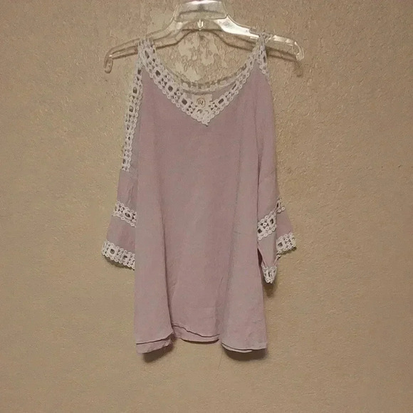 Grace & Emma Tops - Grace & Emma cold shoulder blouse, light purple.